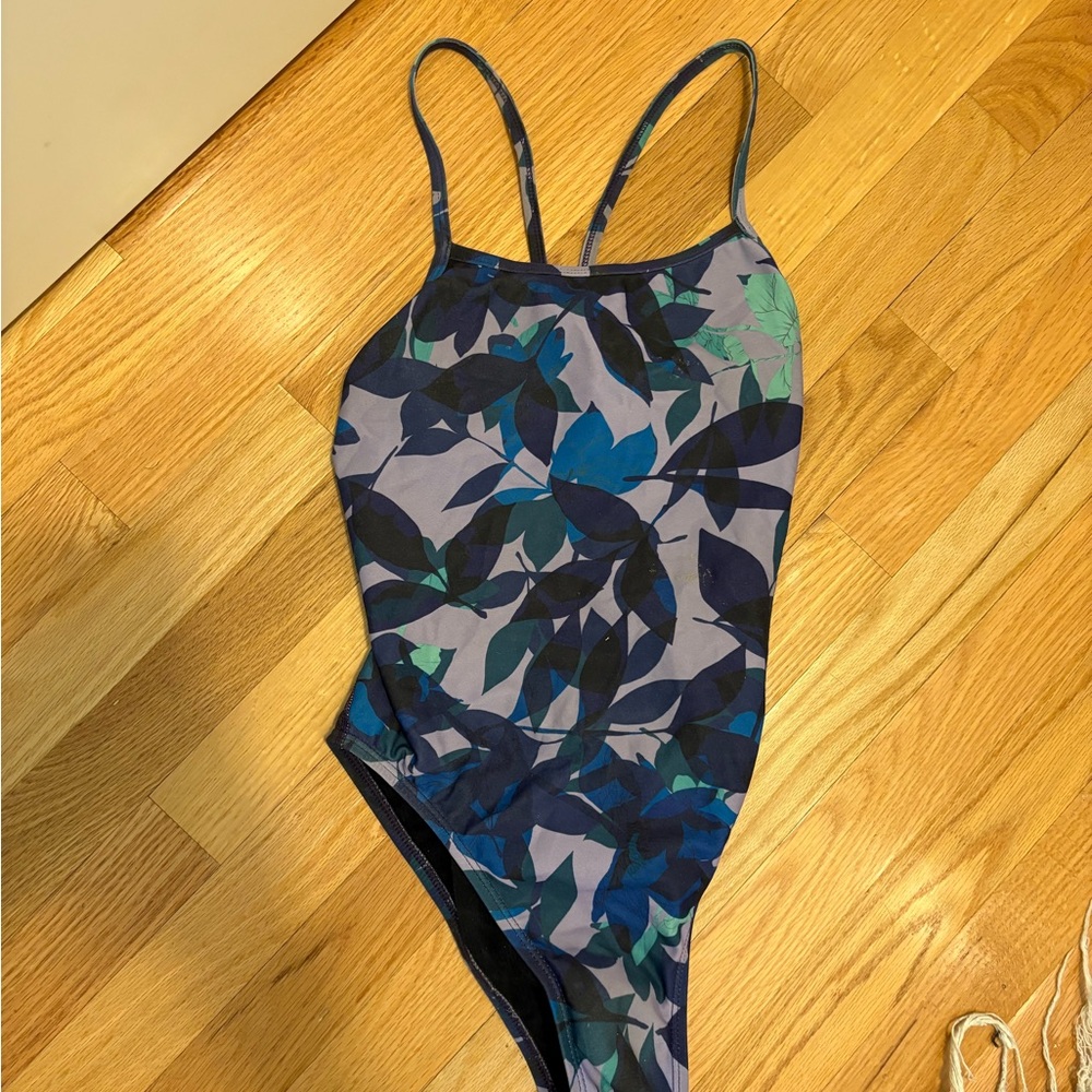 Jolyn Clothing Blue and Purple Leaf Swimsuit